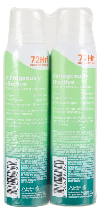 Thumbnail 2: Lume 2 Pk Fresh Alpine 72 Hour Whole Body Deodorant Spray 