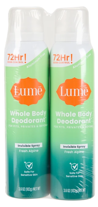 Thumbnail 1: Lume 2 Pk Fresh Alpine 72 Hour Whole Body Deodorant Spray 
