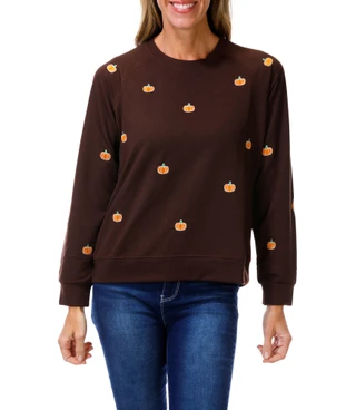 Thumbnail 1: Philosophy Women's Petite Embroidered Long Sleeve Top 