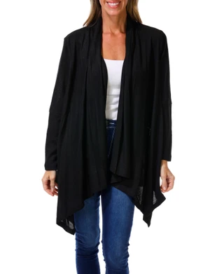 Thumbnail 1: BOBEAU Women's Solid Open Front Cardigan  