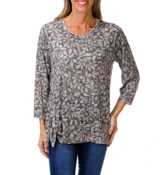 Thumbnail 1: BOBEAU Women's 3/4 Sleeve Whip Stitch Top 
