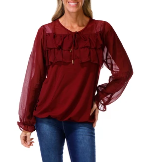 Thumbnail 1: ADRIENNE VITTADINI Women's Double Yoke Ruffle Top 