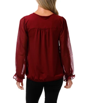 Thumbnail 2: ADRIENNE VITTADINI Women's Double Yoke Ruffle Top 