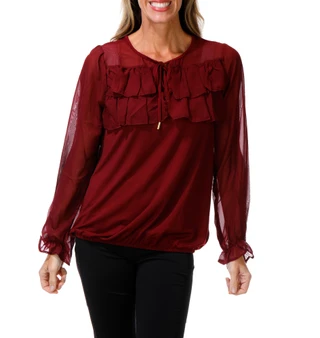 Thumbnail 1: ADRIENNE VITTADINI Women's Double Yoke Ruffle Top 