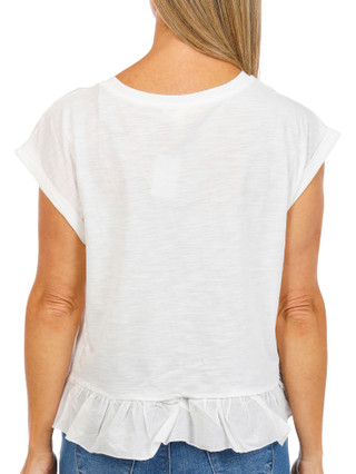 Thumbnail 3: FARMERS MARKET Women's Embroidered Tee w/ Peplum Hem 