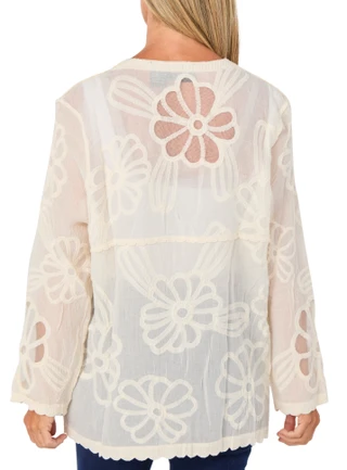 Thumbnail 2: LIV LOS ANGELES Women's Long Sleeve Tie Open Front Top 