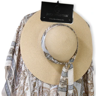 Thumbnail 2: Jessica McClintock 2-Piece Italian Filigree Satin Bling Kimono & Floppy Hat 