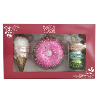 Thumbnail 1: Magical Season Sweet Treats Glass Ornament Set - 3 Piece 