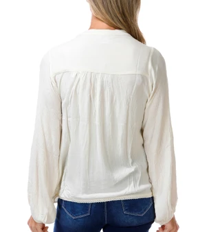 Thumbnail 3: Coral Bay Women's Long Sleeve Embroidered Peasant Top 