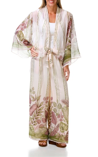Thumbnail 2: BUNULU Women's Tie Front Kimono Top 