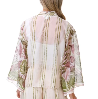 Thumbnail 3: BUNULU Women's Tie Front Kimono Top 