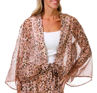 Thumbnail 1: BUNULU Women's Tie Front Kimono Top 