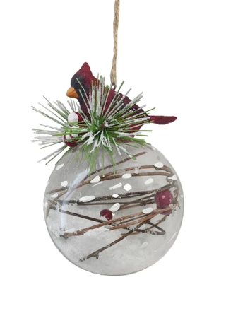 Thumbnail 2: Magical Season Glass Cardinal on Ornament Ball 
