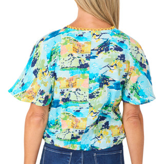 Thumbnail 2: CITY BLUES Women's Short Sleeve V Neck Wrap Top 
