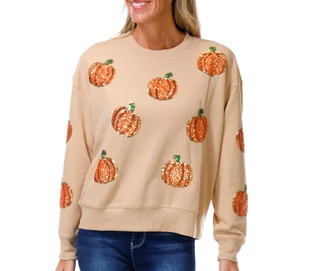 Thumbnail 1: Philosophy Women's Long Sleeve Sequin Pumpkin Sweater 