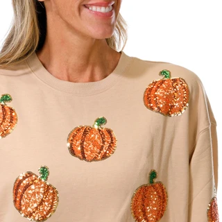 Thumbnail 3: Philosophy Women's Long Sleeve Sequin Pumpkin Sweater 