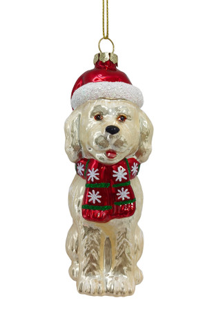 Thumbnail 1: Magical Season Glass Dog with Hat & Scarf Ornament 