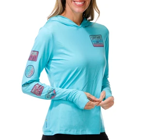 Thumbnail 1: Salt Life Women's Long Patch Sleeve Logo Hoodie Shirt  