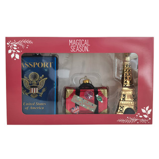 Thumbnail 1: Magical Season Travel Adventure Glass Ornament Set - 3 Piece 