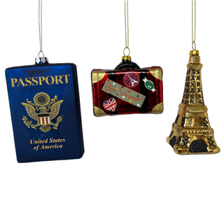 Thumbnail 3: Magical Season Travel Adventure Glass Ornament Set - 3 Piece 