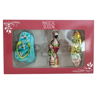 Thumbnail 1: Magical Season Coastal Beach Glass Ornament Set - 3 Piece 