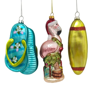 Thumbnail 2: Magical Season Coastal Beach Glass Ornament Set - 3 Piece 