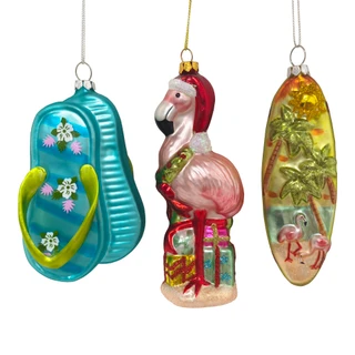 Thumbnail 3: Magical Season Coastal Beach Glass Ornament Set - 3 Piece 