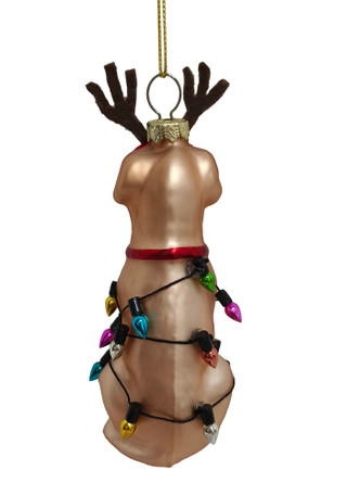 Thumbnail 2: Magical Season Glass Dog with Antlers & Lights Ornament 