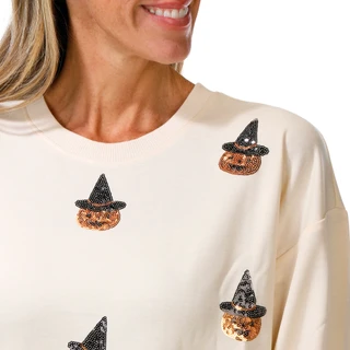 Thumbnail 3: Marled Women's Long Sleeve Jack-O'-Lantern Sequin Sweater 