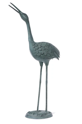 Thumbnail 1: San Pacific Coastal Garden Decor Crane Head Up Metal Figurine  