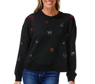 Thumbnail 1: Marled Women's Long Sleeve Halloween Rhinestone Sweater 