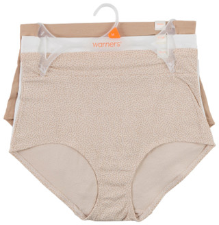 Thumbnail 1: Warner's Women's 3 Pk Cotton Blend High Waist Brief Panties  