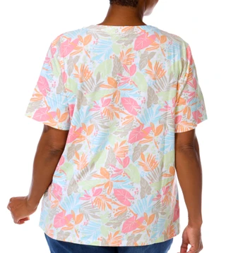 Thumbnail 2: Coral Bay Plus Short Sleeve Fronds On Spot Henley Tee 