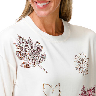 Thumbnail 2: Marled Women's Petite Long Sleeve Fall Leaves Sweater 