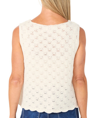 Thumbnail 2: Vigoss Women's Pointelle Tassel Tie Front Sweater 