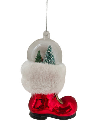 Thumbnail 2: Magical Season Glass Boot with Snow Globe Ornament 