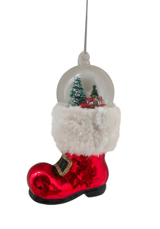 Thumbnail 1: Magical Season Glass Boot with Snow Globe Ornament 