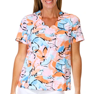 Thumbnail 1: Coral Bay Petite Short Sleeve Abstract Marble Print Tee 