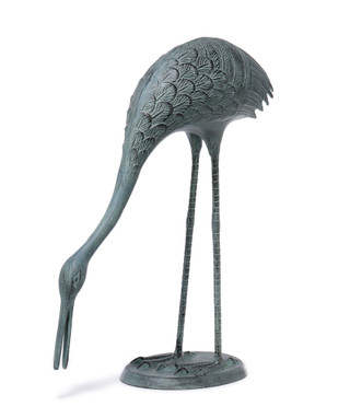 Thumbnail 1: San Pacific Coastal Garden Decor Crane w/ Head Down Metal Figurine  