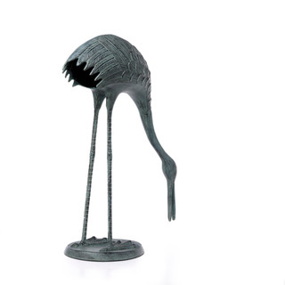 Thumbnail 3: San Pacific Coastal Garden Decor Crane w/ Head Down Metal Figurine  