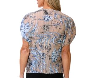 Thumbnail 2: Milano Women's Short Sleeve Pleated Floral Top 