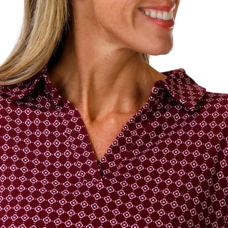 Thumbnail 2: Adrianna Papell Women's Long Sleeve Geo Print Collared Top 