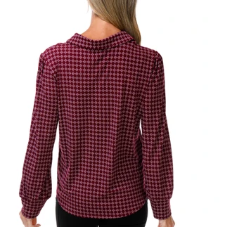 Thumbnail 3: Adrianna Papell Women's Long Sleeve Geo Print Collared Top 