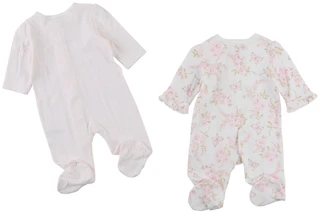 Thumbnail 2: Little Me 2 Pk Baby Girls Long Sleeve Floral Footie Sleepers 