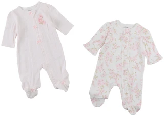 Thumbnail 1: Little Me 2 Pk Baby Girls Long Sleeve Floral Footie Sleepers 
