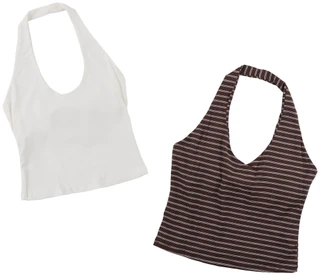 Thumbnail 1: Pink Rose Juniors 2 Pk Sleeveless Halter Tops Set 