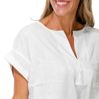 Thumbnail 2: MAX STUDIO Women's Short Sleeve Split Neck Top 