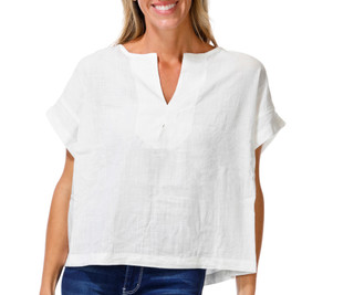 Thumbnail 1: MAX STUDIO Women's Short Sleeve Split Neck Top 