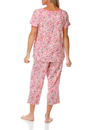 Thumbnail 3: Cuddl Duds Women's 2 Pc Short Sleeve Capri Pajama Set 