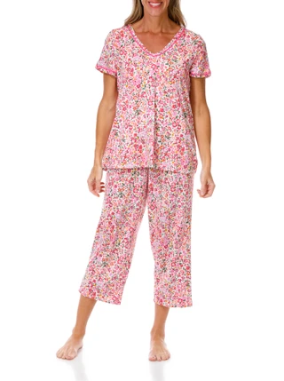 Thumbnail 1: Cuddl Duds Women's 2 Pc Short Sleeve Capri Pajama Set 
